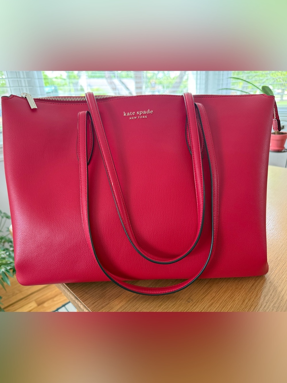 kate spade New York Red Leather Tote - Picture 1 of 5